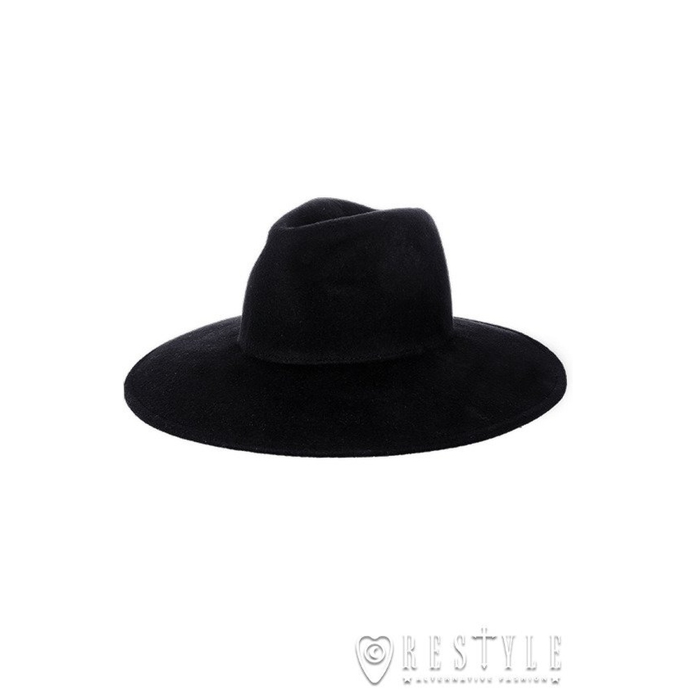 Restyle - Witch Fedora hat - Wide brim - Black